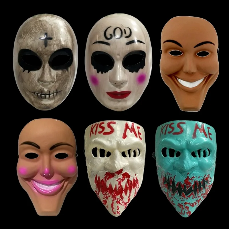 Led Purge Mask Halloween - 人間除去計画マスク 悪のスマイリー出血マスク 男女キスミーマスク ハロウィンマスク 人間除去計画コスプレマスク