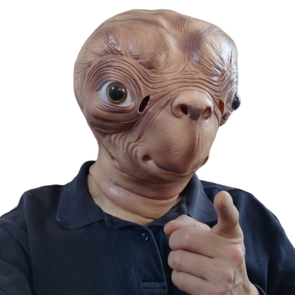 Latex Alien Mask Realistic - リアルな外星人ETのラテックスマスク。ハロウィーン、カーニバル、映画「E.T.」のイベントに最適。 異星人コスプレ、不気味なE.T. エイリアン フルヘッドマスク