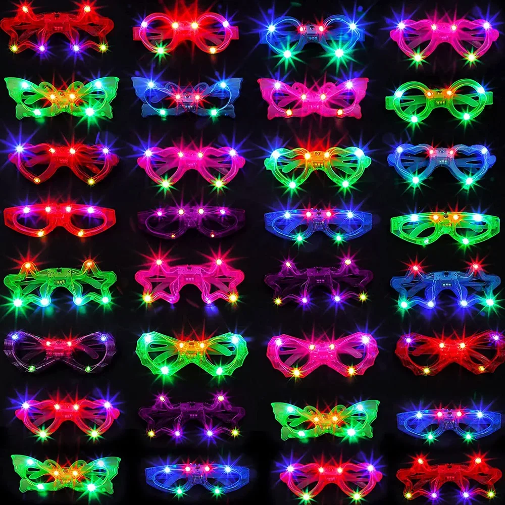 Glow In The Dark Party Glasses - LEDグラス ネオン グローインザダーク パーティーグッズ 光るメガネ 大人