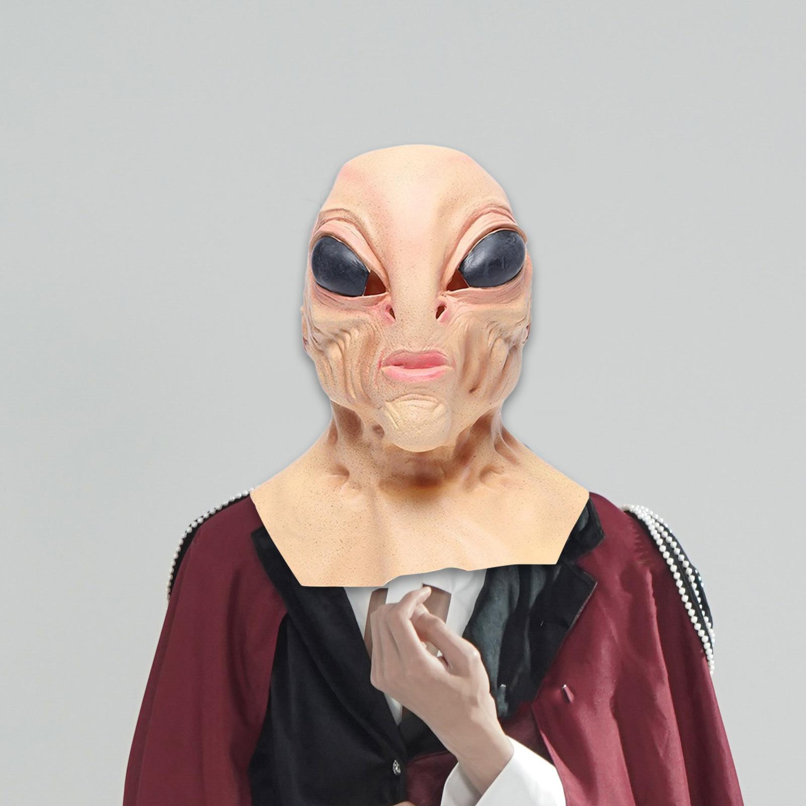 Latex Alien Mask Realistic - ラテックス製の宇宙人マスク。大人やティーンエイジャー向けの、全身を覆う、ハロウィーンにぴったりの、リアルな顔と首を再現したコスプレ用マスク。