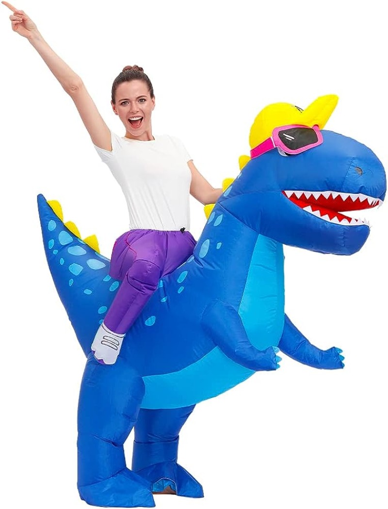 Inflatable Dinosaur Costume Adult - 大人用インフレータブル恐竜コスチューム。パーティーにぴったりの、面白くて膨らませて着用できる恐竜をテーマにした衣装。