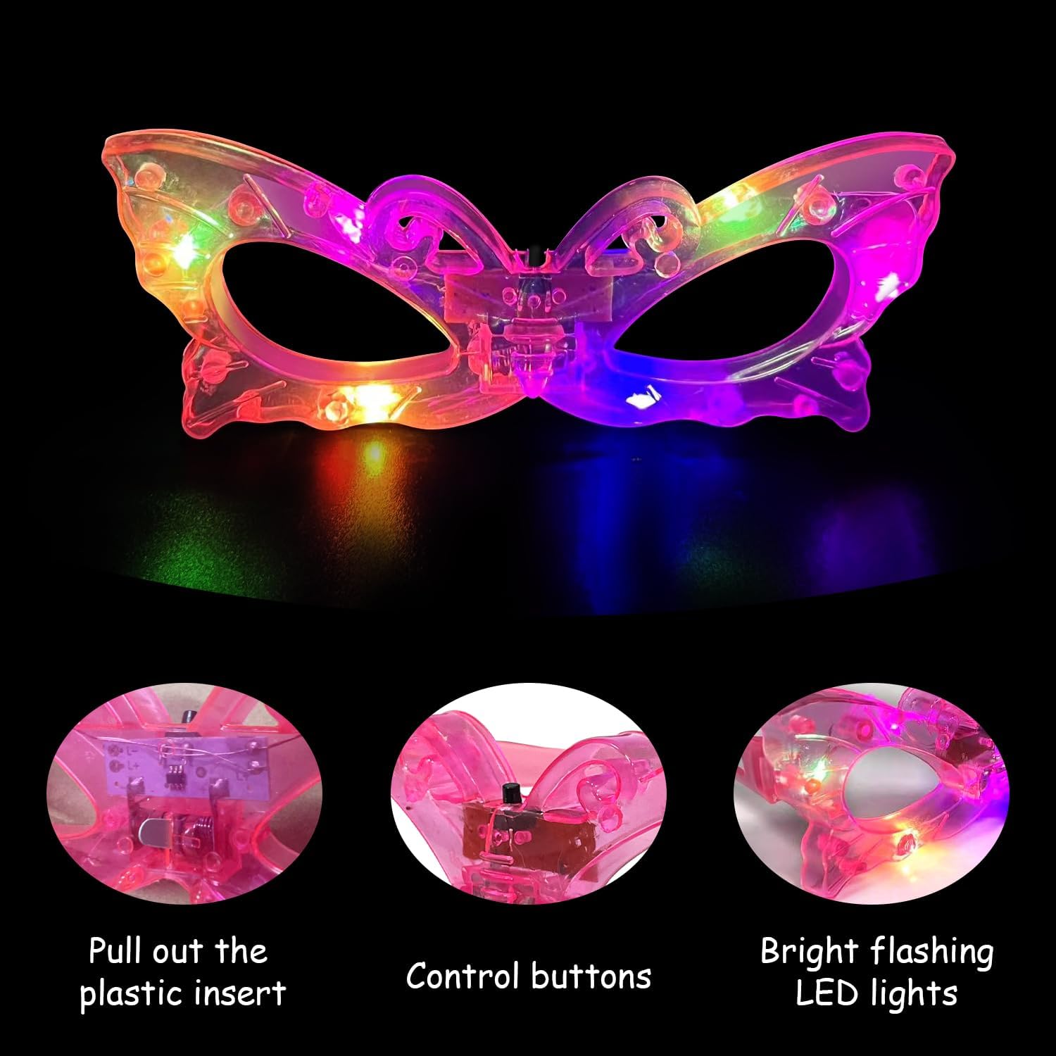 12個入り LEDライトアップメガネ、暗闇で光るパーティーグ - Glow In The Dark Party Glasses のレビューと価格