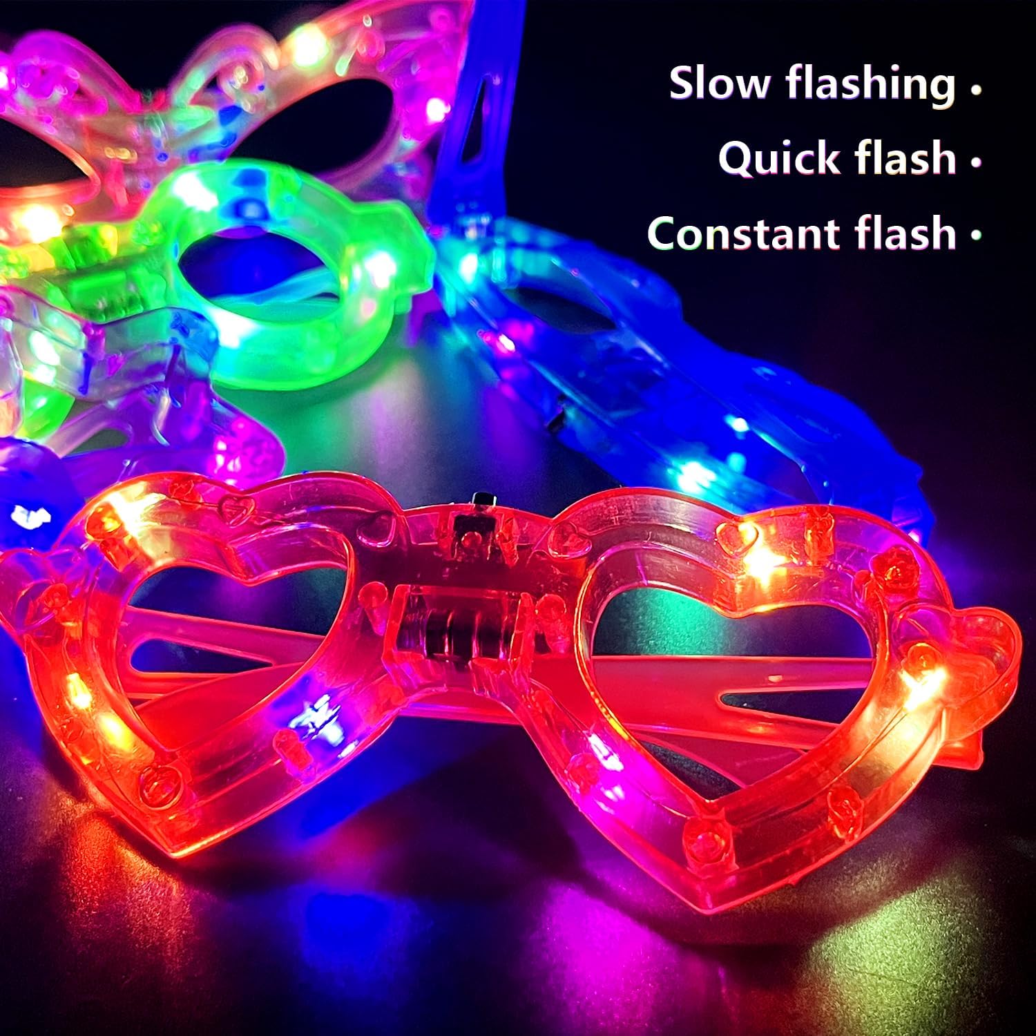 12個入り LEDライトアップメガネ、暗闇で光るパーティーグ - Glow In The Dark Party Glasses のレビューと価格