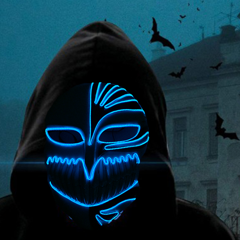 光るコスプレアニメマスク漫画キャラクター怖いモンスター凶暴な - Led Purge Mask Halloween のレビューと価格