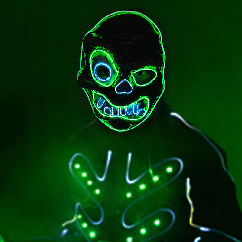 光るコスプレアニメマスク漫画キャラクター怖いモンスター凶暴な - Led Purge Mask Halloween のレビューと価格