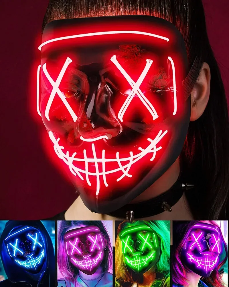 ワイヤレスバーミュージックフェスティバルネオン浄化マスクカー - Led Purge Mask Halloween のレビューと価格