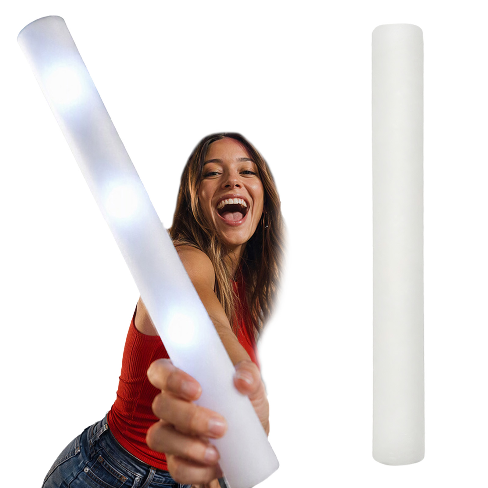 再利用可能な白色フォーム製LED発光棒、48cm、点滅するラ - Flashing Led Foam Sticks Party のレビューと価格